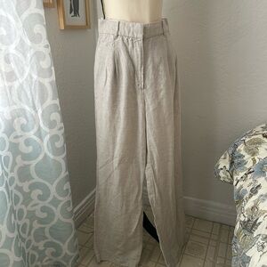 Aritzia Wilfred The Effortless Pant Light Beige Linen Blend Trouser Women Sz 10